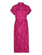 Geo-Print Shantung Tie-Waist Dress Polvipituinen Mekko Pink Lauren Ral...