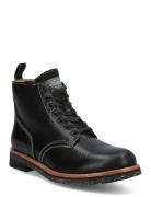 Tumbled Leather Boot Nyörisaappaat Black Polo Ralph Lauren