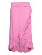 Vivero Hw Flounce Skirt/Su Polvipituinen Hame Pink Vila