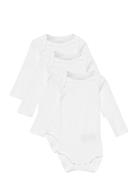 Nbnbody 3P Ls Solid White 3 Noos Bodies Long-sleeved White Name It
