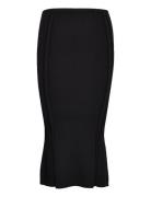 Iconic Rib Flare Midi Skirt Polvipituinen Hame Black Calvin Klein