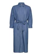 Cotton Denim Midi Dress With Tie Belt Polvipituinen Mekko Blue Esprit ...