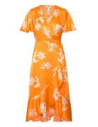 Objissy Papaya S/S Midi Wrap Dress 127 Polvipituinen Mekko Orange Obje...