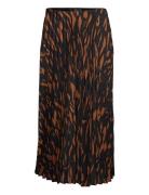Abstract Print Pleated Skirt Polvipituinen Hame Brown Mango