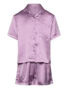 Pajama Satin Set Short Pyjamasetti Pyjama Purple Lindex