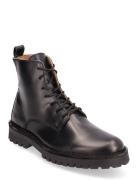 Slhricky Leather Lace-Up Boot Nyörisaappaat Black Selected Homme