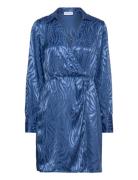 Visatabu L/S Shirt Wrap Dress / B Polvipituinen Mekko Blue Vila