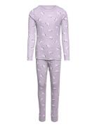 Nmfnightset Lavender Unicorn Rib Noos Pyjamasetti Pyjama Purple Name I...