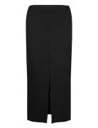 Midi-Skirt With Front Slit Polvipituinen Hame Black Mango