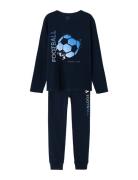 Nkmnightset Dark Sapphire Football Noos Pyjamasetti Pyjama Navy Name I...