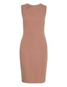 Scuba Crepe Front Twist Dress Polvipituinen Mekko Beige Calvin Klein