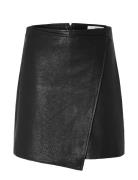 Slfcarol Hw Short Leather Skirt Lyhyt Hame Black Selected Femme