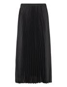 Satin Pleated Skirt Polvipituinen Hame Black Mango