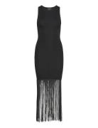 Tassel Knit Dress Polvipituinen Mekko Black Bardot