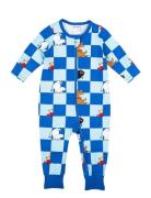Squares Pyjamas Pyjama Sie Jumpsuit Haalari Blue Martinex