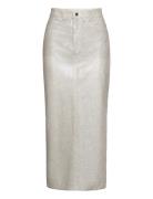 Mika Shimmer Skirt Polvipituinen Hame Cream Ahlvar Gallery