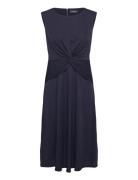 Twist-Front Jersey Dress Polvipituinen Mekko Navy Lauren Ralph Lauren