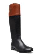 Justine Burnished Leather Riding Boot Korkeavartiset Saapikkaat Black ...