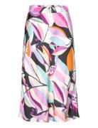 Skirt In Multi Leaf Print - Sille F Polvipituinen Hame Pink Coster Cop...