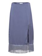 Vil Hw Midi Fringle Skirt/Dc/Ka Polvipituinen Hame Blue Vila
