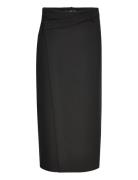 Midi Wrap Skirt Polvipituinen Hame Black Mango