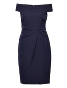 Crepe Off-The-Shoulder Dress Lyhyt Mekko Navy Lauren Ralph Lauren