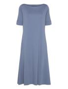 Stretch Cotton Midi Dress Polvipituinen Mekko Blue Lauren Women