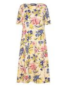 Floral Stretch Cotton Midi Dress Polvipituinen Mekko Multi/patterned L...