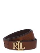 Logo Reversible Pebbled Leather Belt Vyö Brown Lauren Ralph Lauren