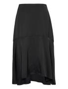 Bonnie Midi Skirt With Frill Polvipituinen Hame Black Malina