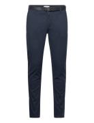 Classic Stretch Chino W. Belt Bottoms Trousers Chinos Navy Lindbergh