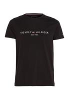 Core Tommy Logo Tee Tops T-shirts Short-sleeved Black Tommy Hilfiger