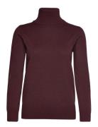 J2046, Milasz Rollneck Pullover Tops Knitwear Turtleneck Burgundy Sain...