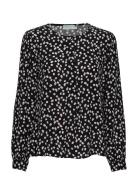 Ines Printed Blouse Tops Blouses Long-sleeved Black Morris Lady