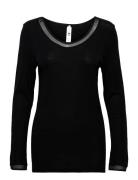 Juliana Wool Long Sleeve T-Shirt Tops T-shirts & Tops Long-sleeved Bla...