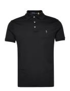 Custom Slim Fit Soft Cotton Polo Shirt Tops Polos Short-sleeved Black ...