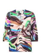 Shirt In Multicolor Zebra Print Tops Blouses Long-sleeved Multi/patter...