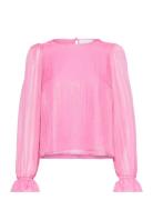 Top In Metallic Shimmer Tops Blouses Long-sleeved Pink Coster Copenhag...
