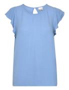 Ihmarrakech So To6 Tops Blouses Short-sleeved Blue ICHI