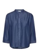 Blouse Denim Look Tops Blouses Long-sleeved Blue Tom Tailor
