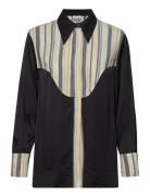 Mix Slub Stripe Tops Shirts Long-sleeved Multi/patterned Ganni