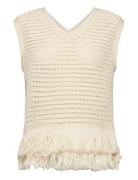 Mantova Knit V-Neck Tops Knitwear Jumpers White Second Female