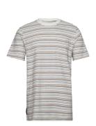 Ledger Irregular Stripe Tee Tops T-shirts Short-sleeved Cream Kronstad...