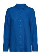 Lovisa Linen Shirt Tops Shirts Long-sleeved Blue Gina Tricot