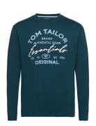 Longsleeve With Print Tops T-shirts Long-sleeved Green Tom Tailor