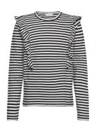 Striped Long Sleeves T-Shirt Tops T-shirts Long-sleeved T-shirts Black...