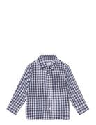 Slim-Fit Check Shirt Tops Shirts Long-sleeved Shirts Blue Mango
