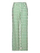 Textured Printed Trousers Bottoms Trousers Wide Leg Green Mango