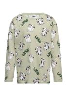 Top Ls Aop Dog Tops T-shirts Long-sleeved T-shirts Green Lindex