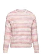 Bicolour Knit Sweater Tops Knitwear Pullovers Pink Mango